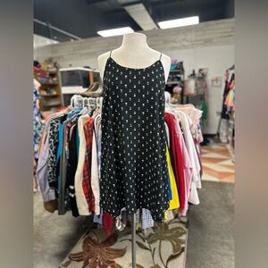 Blue Rain Black Mini Dress with White Floral Pattern